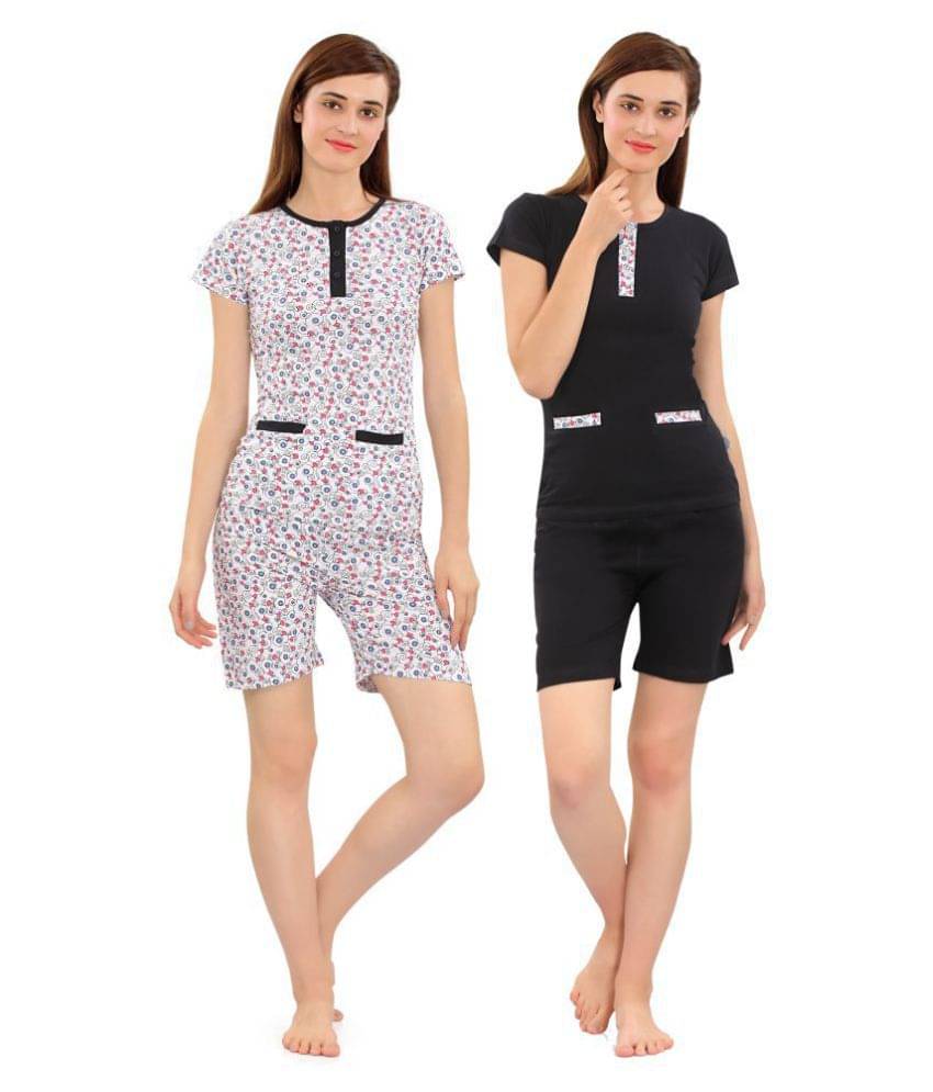 Zebu Cotton Nightsuit Sets - Black     			Zebu Cotton Nightsuit Sets - Black