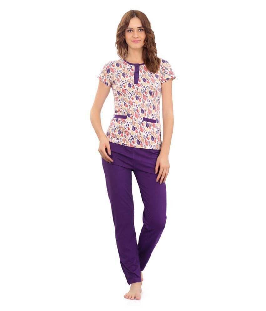 Zebu Cotton Nightsuit Sets - Purple     			Zebu Cotton Nightsuit Sets - Purple