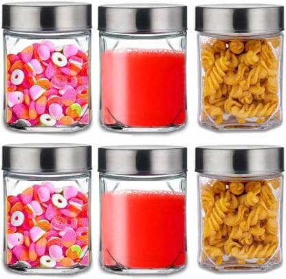 CROCO JAR Glass Transparent Spice Container ( Set of 6 )