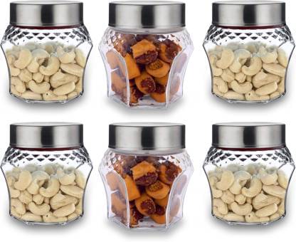     			CROCO JAR Glass Spice Container Set of 6 300 mL