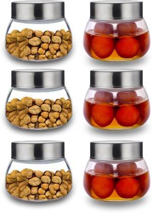     			CROCO JAR Glass Transparent Spice Container ( Set of 6 )