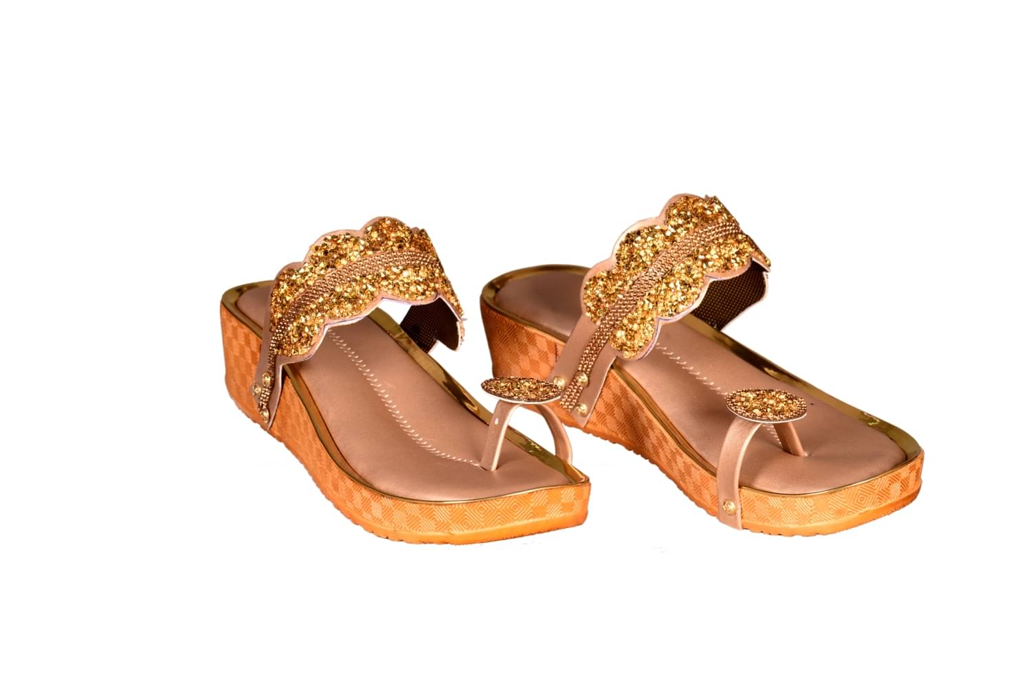     			Footprints Gold Ethnic Footwear
