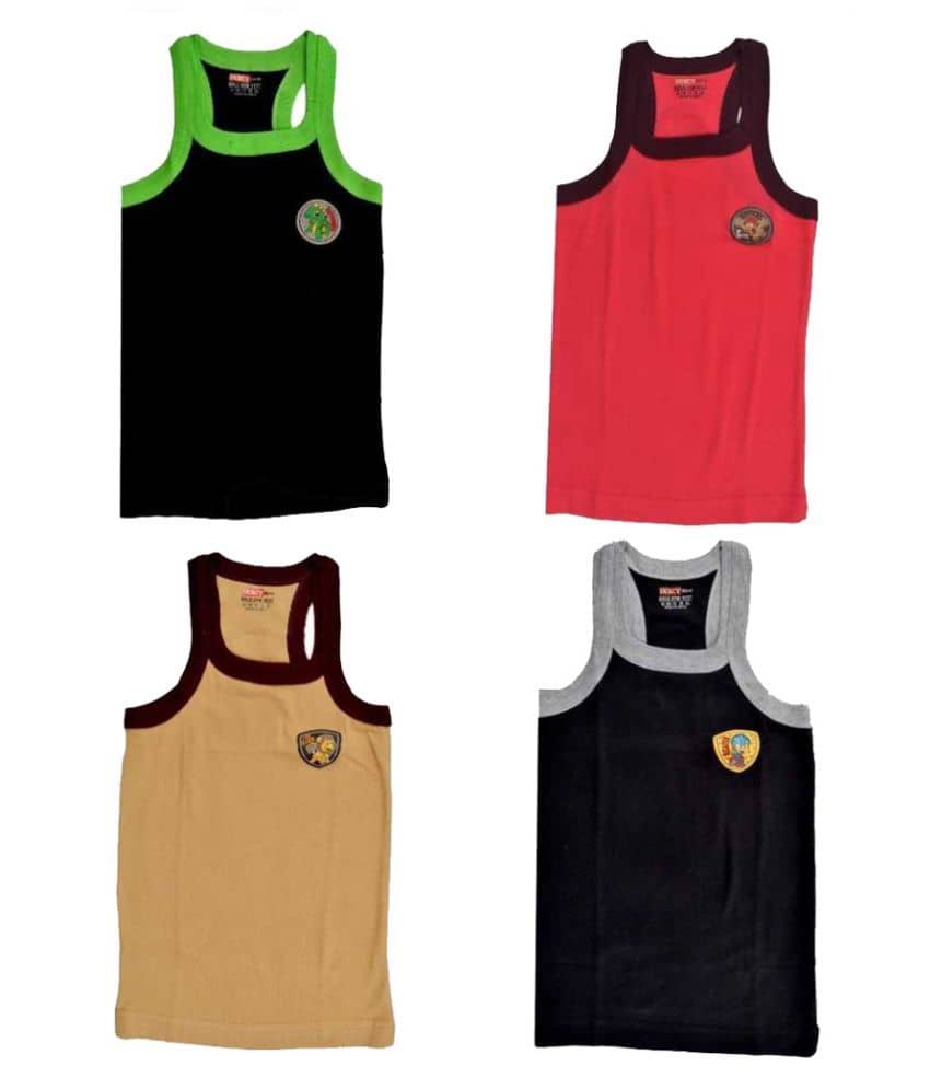 Dixcy Bold Cotton Multicolor Sleeveless Vests for Kids/Boys - Pack of 4 - Nightwear & Loungewear | Buy online on ZillyBuy