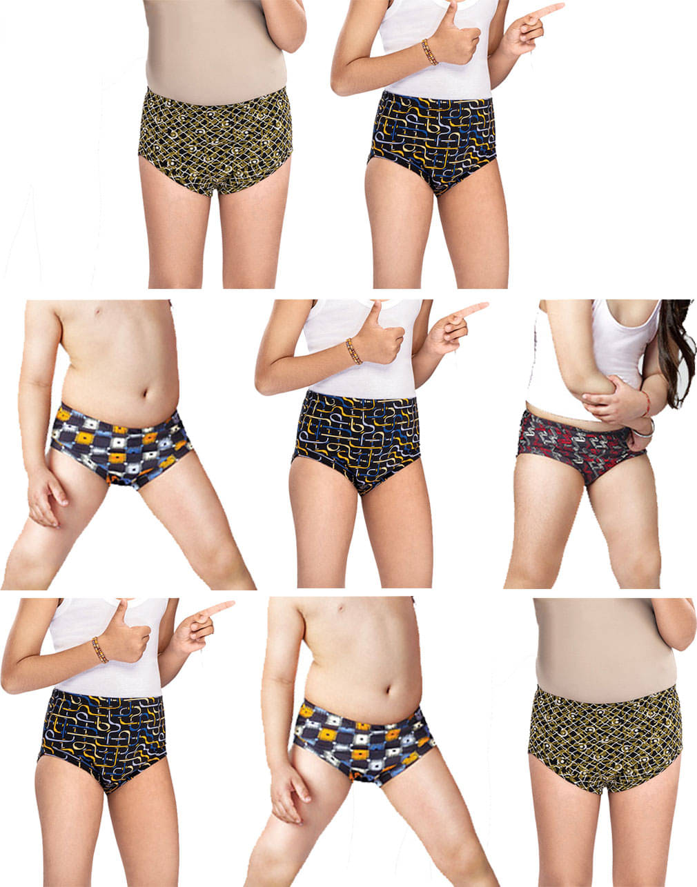     			Dixcy Crazy Cotton Printed Multicolour Jetty/Panty/Underwear/ for Kids/Boys/Girls - Pack of 8