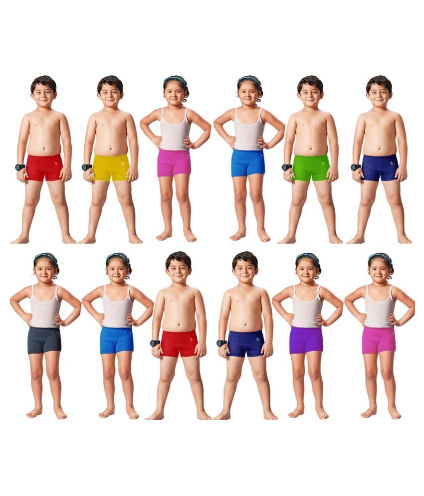 Dixcy Josh Cotton Plain Multicolour Shorty for Kids/Boys/Girls - Pack of 12 - Nightwear & Loungewear | Buy online on ZillyBuy