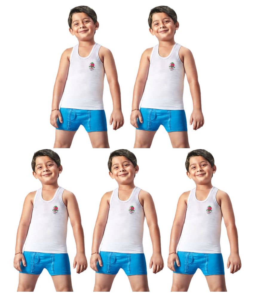 Dixcy Josh Fine Cotton White Sleeveless Vests for Kids/Boys - Pack of 5 - Nightwear & Loungewear | Buy online on ZillyBuy