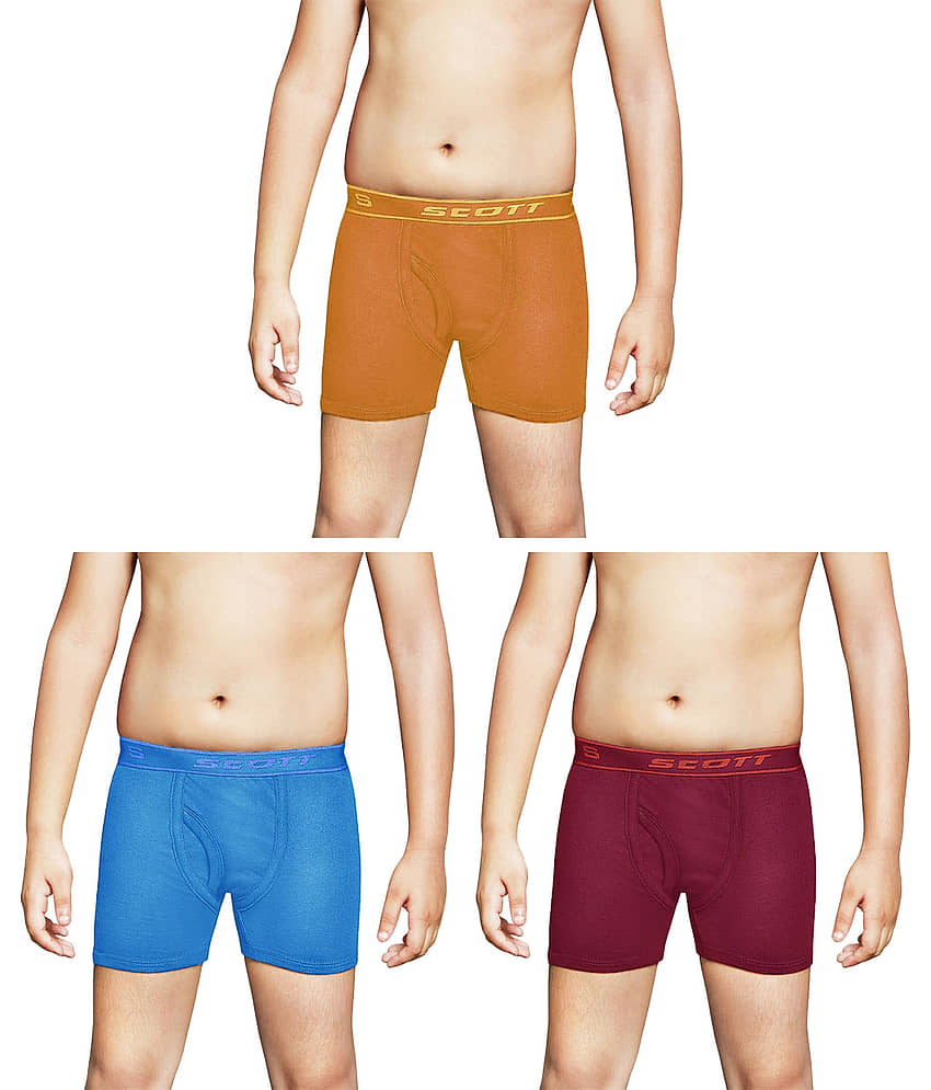 Dixcy Scott Cross Cotton Solid/Plain Multicolour Trunk/Bloomer/Underwear/ for Kids/Boys/Girls - Pack of 3 - Nightwear & Loungewear | Buy online on ZillyBuy