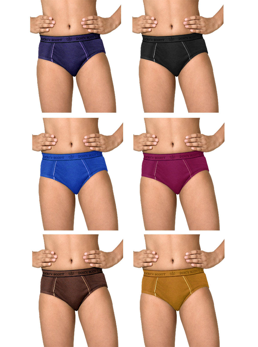     			Dixcy Scott Replay Cotton Solid/Plain Multicolour Brief/Underwear/ for Kids/Boys - Pack of 6