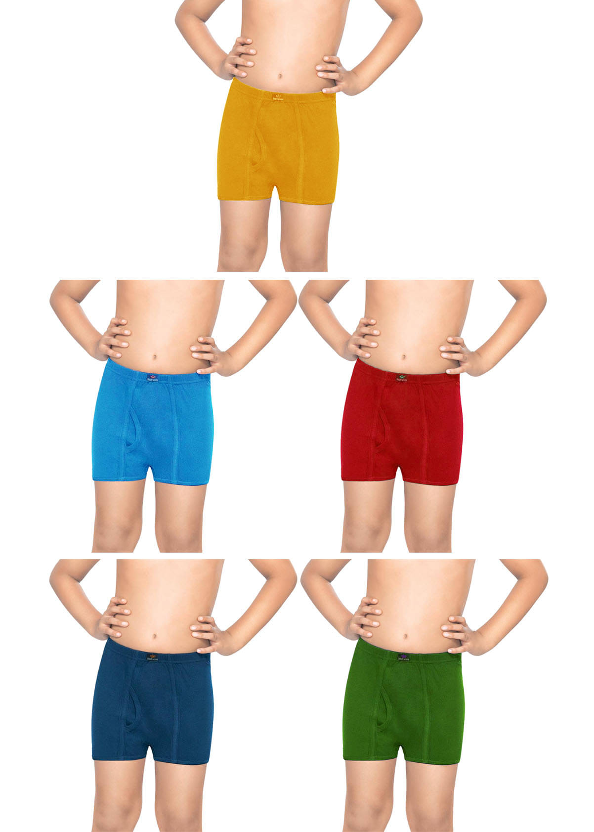     			Dixcy Scott Swish Cotton Solid/Plain Multicolour Trunk/Bloomer/Underwear/ for Kids/Boys - Pack of 5