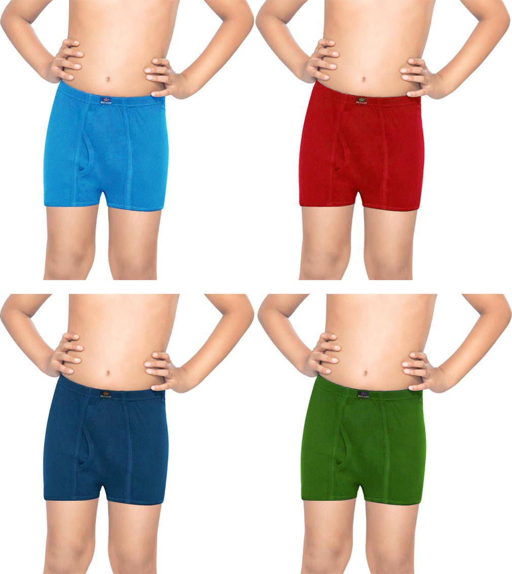     			Dixcy Scott Swish Cotton Solid/Plain Multicolour Trunk/Bloomer/Underwear/ for Kids/Boys - Pack of 4