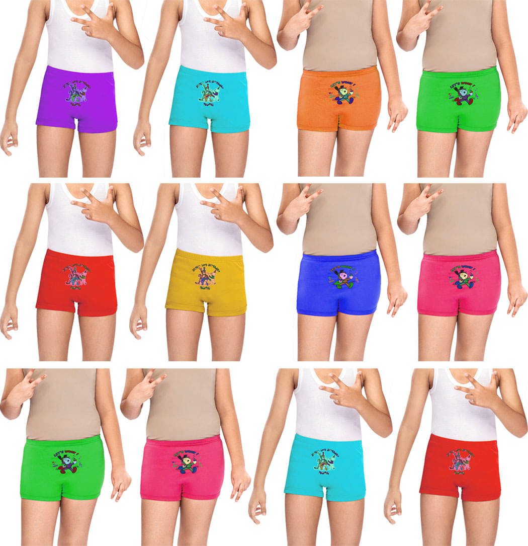     			Dixcy Slimz Kiara Cotton Printed Multicolour Drawer/Bloomer/Underwear/ for Kids/Boys/Girls - Pack of 12
