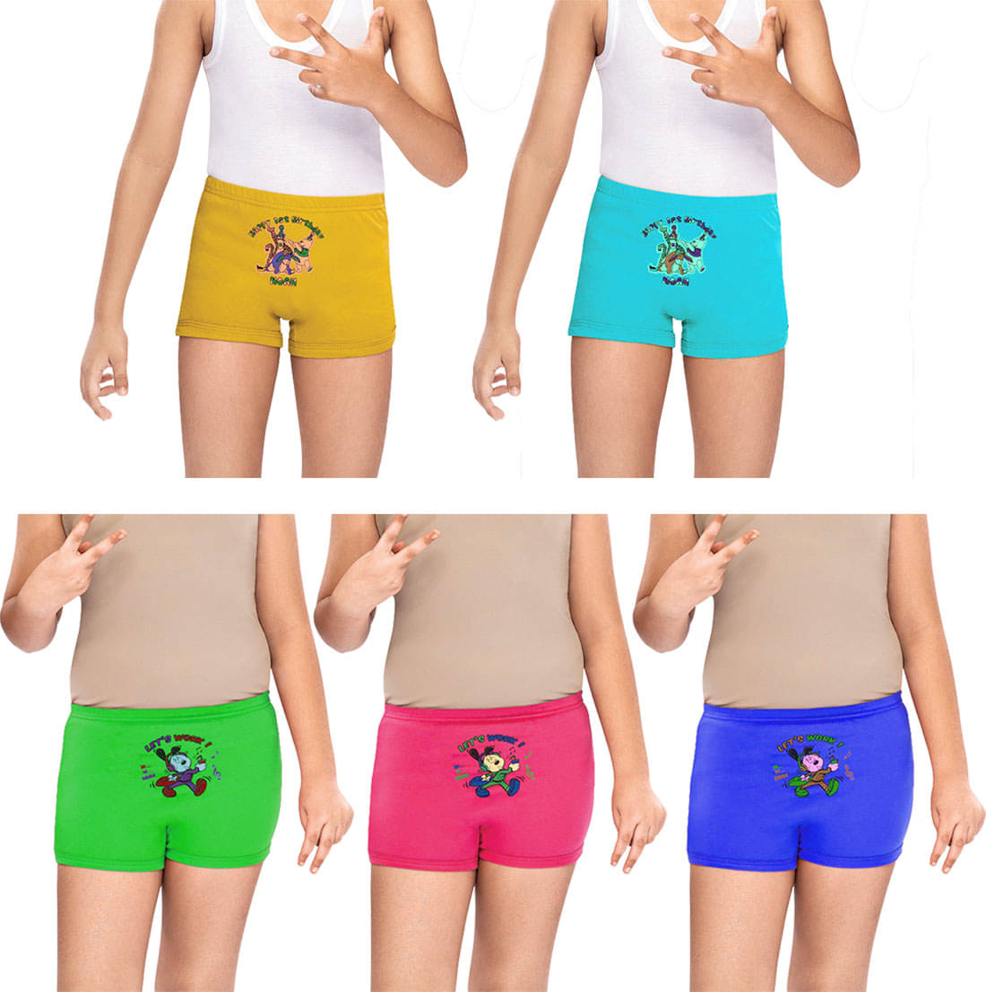 Dixcy Slimz Kiara Cotton Printed Multicolour Drawer/Bloomer/Underwear/ for Kids/Boys/Girls - Pack of 5 Dixcy Slimz Kiara Cotton Printed Multicolour Drawer/Bloomer/Underwear/ for Kids/Boys/Girls - Pack of 5