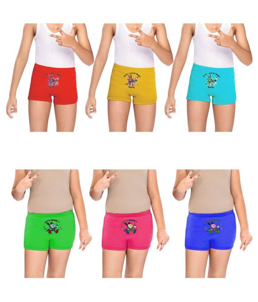     			Dixcy Slimz Kiara Cotton Printed Multicolour Drawer/Bloomer/Underwear/ for Kids/Boys/Girls - Pack of 6