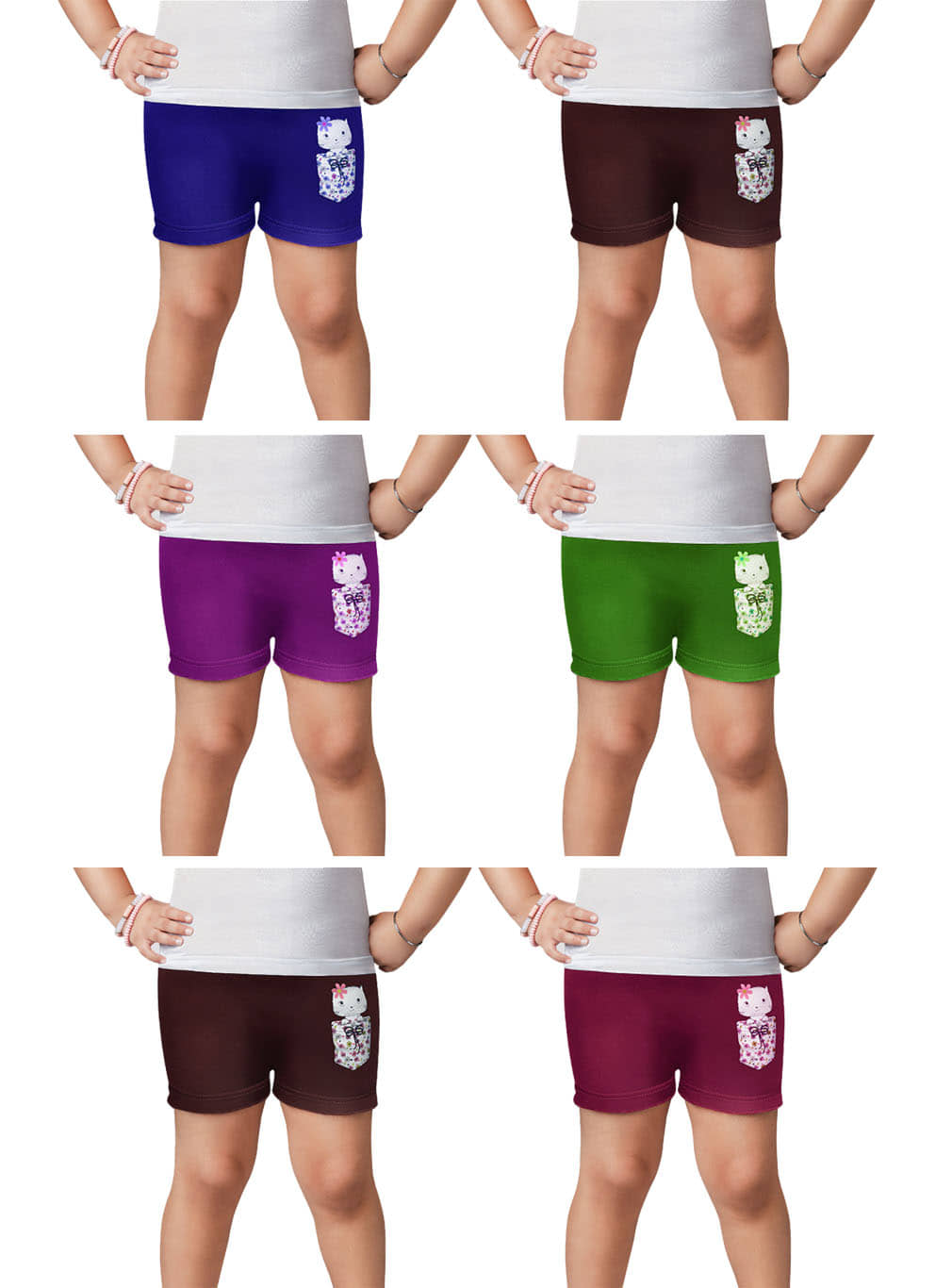 Dixcy Slimz - Multi Cotton Girls Bloomers ( Pack of 6 )