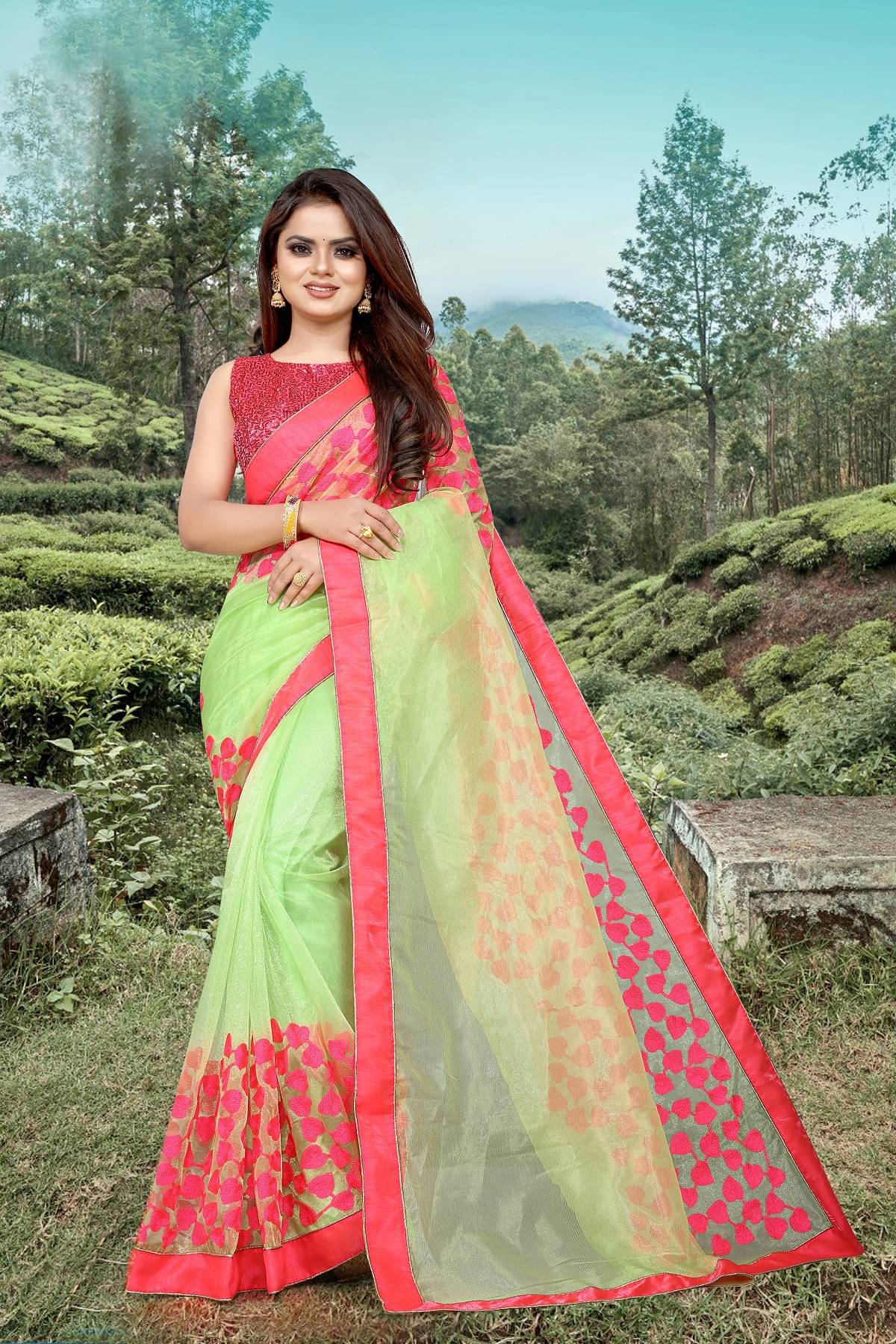 Gazal Fashions Net Embroidered Saree With Unstitched Blouse Piece ( Multicolor )     			Gazal Fashions Net Embroidered Saree With Unstitched Blouse Piece ( Multicolor )