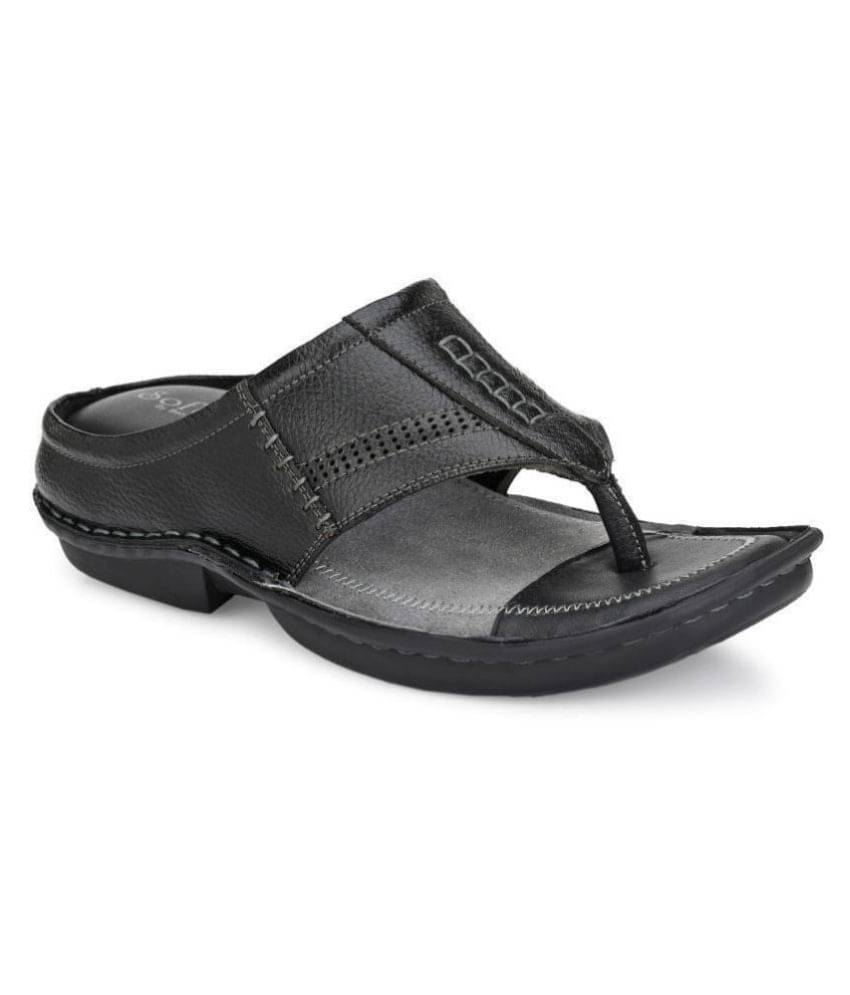     			softio - Black Men's Leather Slipper