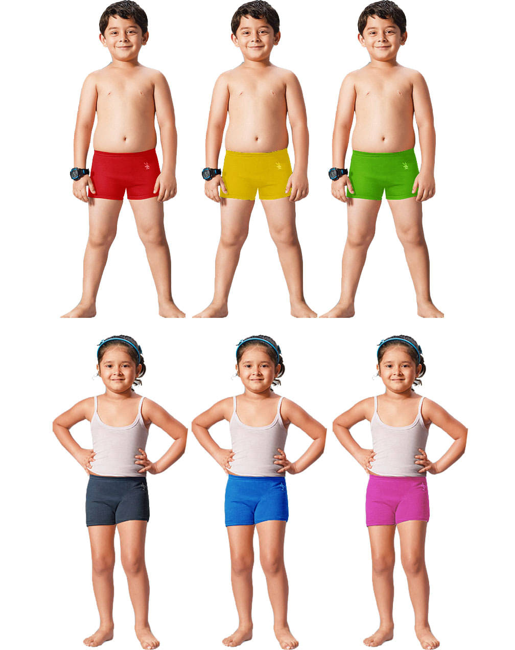     			Dixcy Josh Cotton Plain Multicolour Shorty for Kids/Boys/Girls - Pack of 6