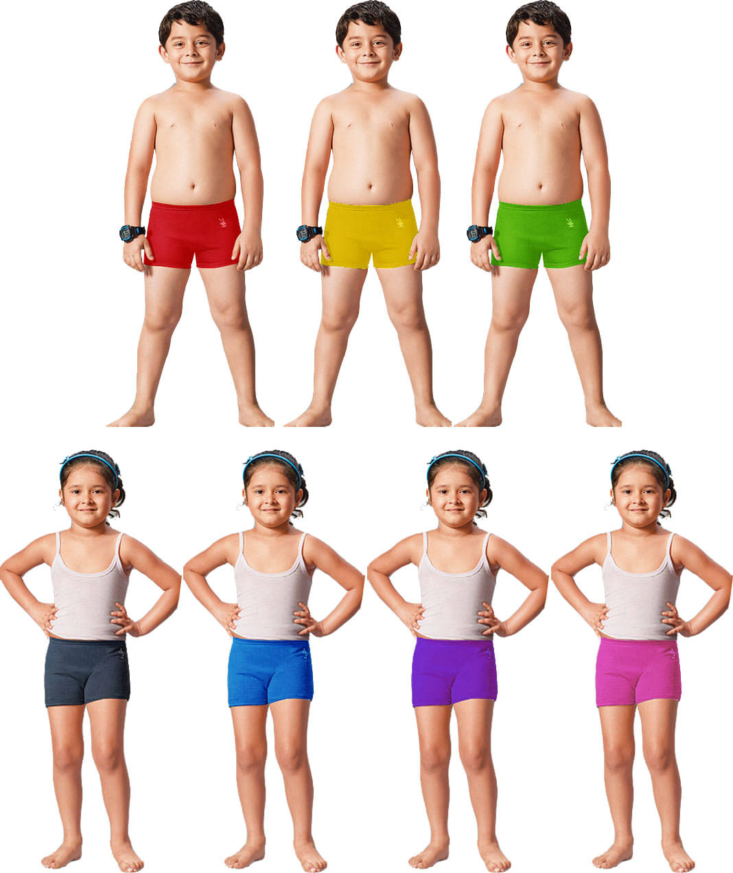     			Dixcy Josh Cotton Plain Multicolour Shorty for Kids/Boys/Girls - Pack of 7