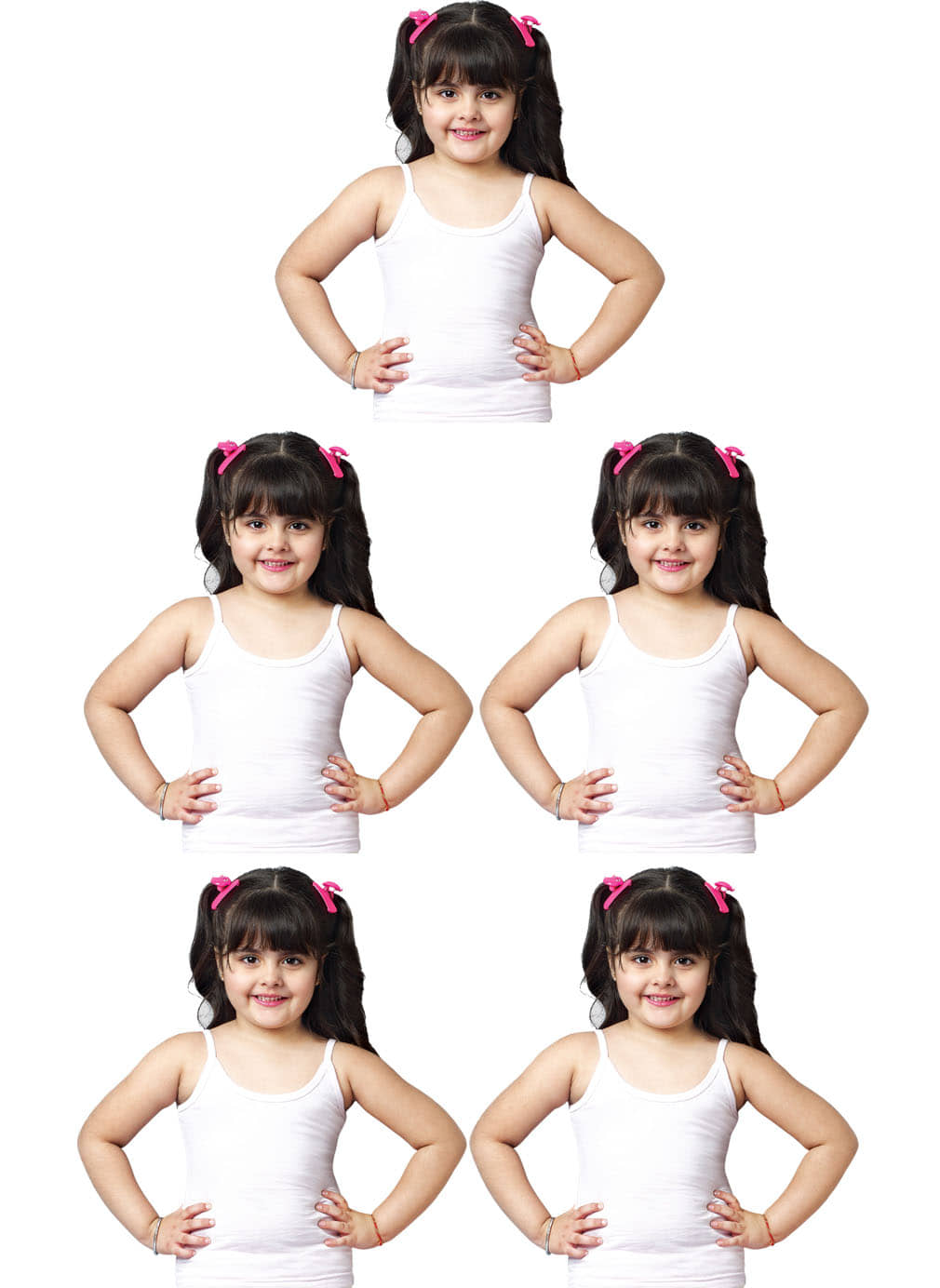 Dixcy Slimz Pinky Cotton Multicolored Printed Girls Camisole - Pack of 5