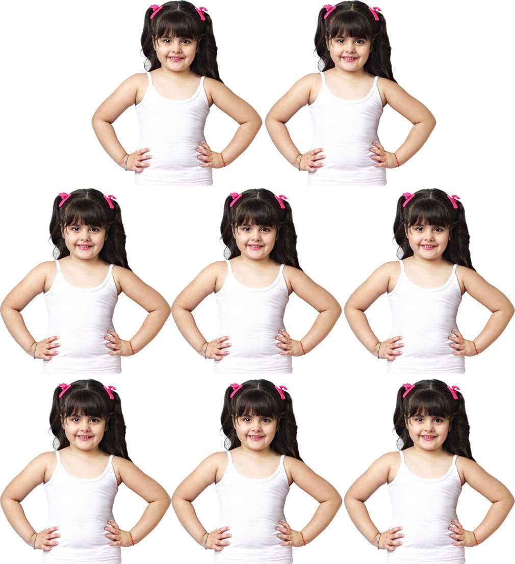Dixcy Slimz Pinky Cotton Multicolored Printed Girls Camisole - Pack of 8