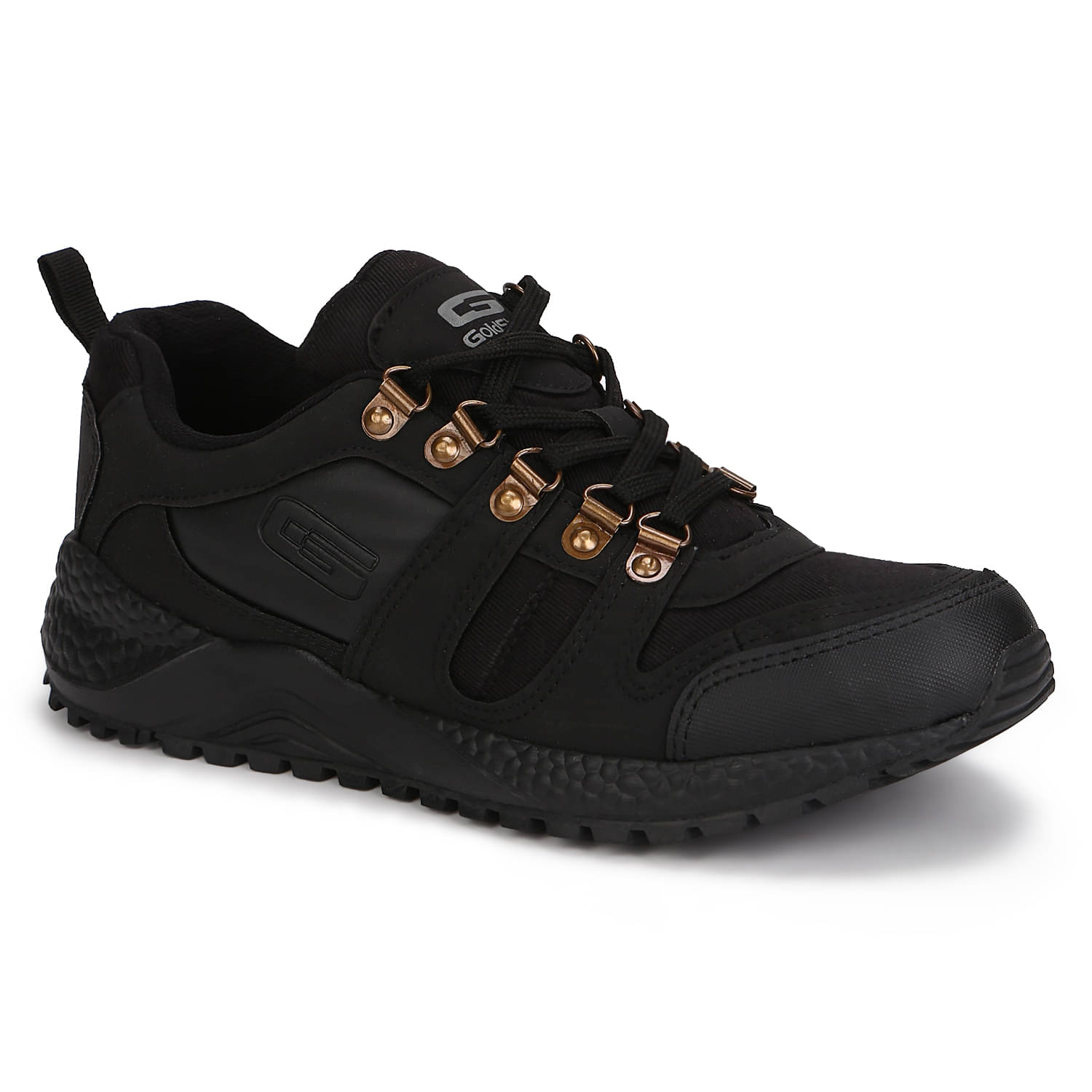     			GOLDSTAR Black Running Shoes