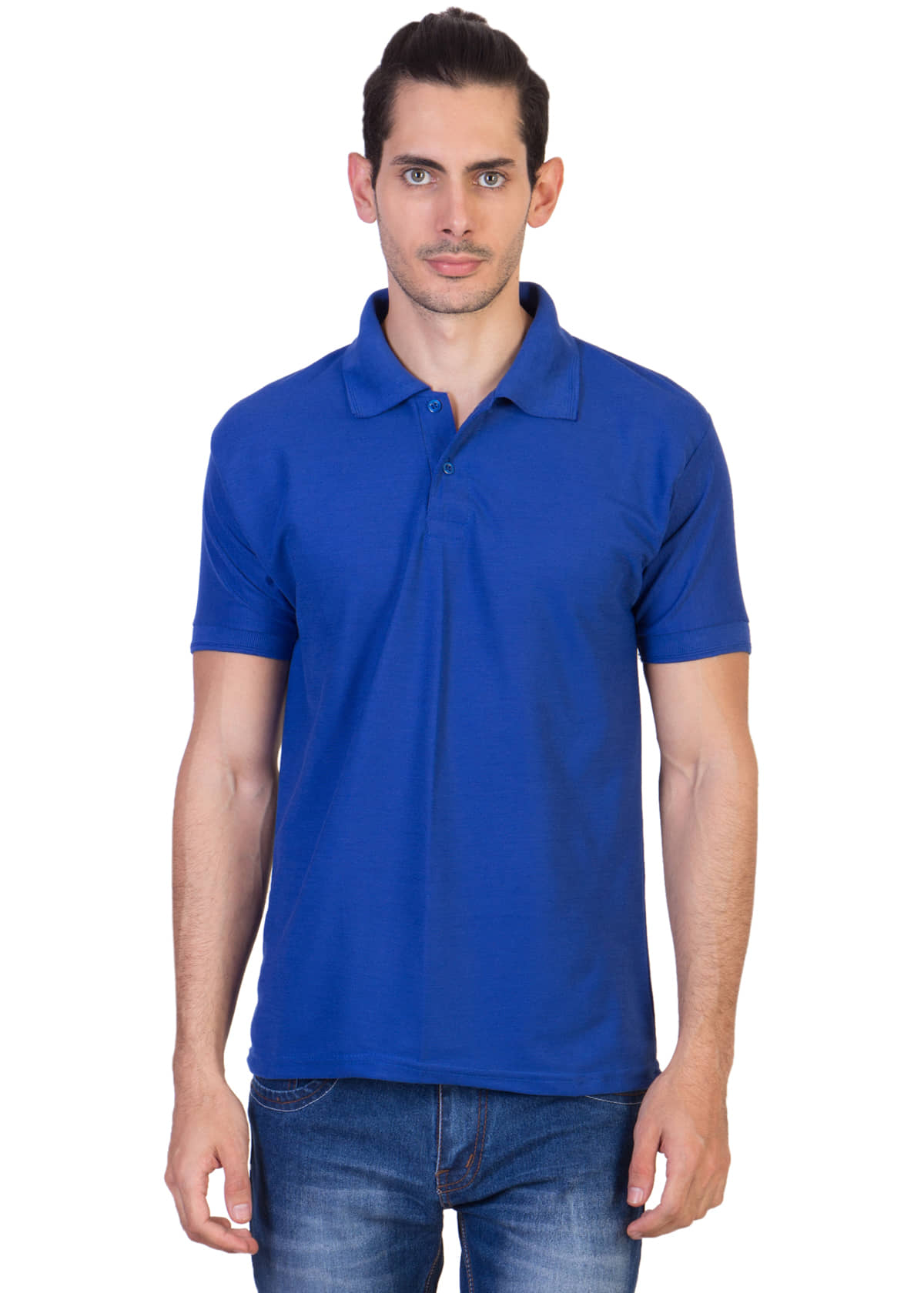 HVN Pack of 1 Cotton Blend Regular Fit Plain Men's Polo T Shirt ( Blue )