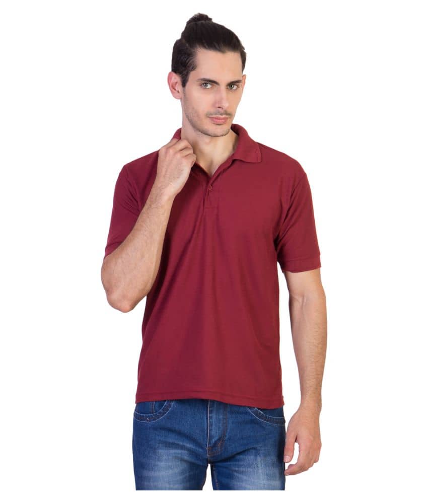 HVN Pack of 1 Cotton Blend Regular Fit Plain Men's Polo T Shirt ( Maroon )