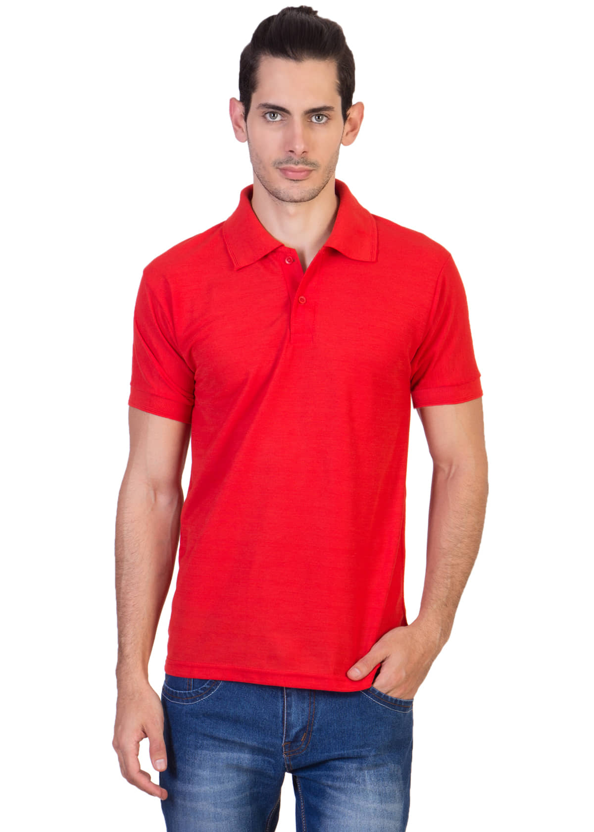 HVN Pack of 1 Cotton Blend Regular Fit Plain Men's Polo T Shirt ( Red )