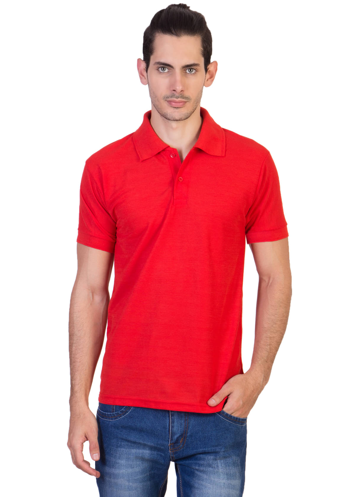 HVN Pack of 1 Cotton Blend Regular Fit Plain Men's Polo T Shirt ( Red ) HVN Pack of 1 Cotton Blend Regular Fit Plain Men's Polo T Shirt ( Red )