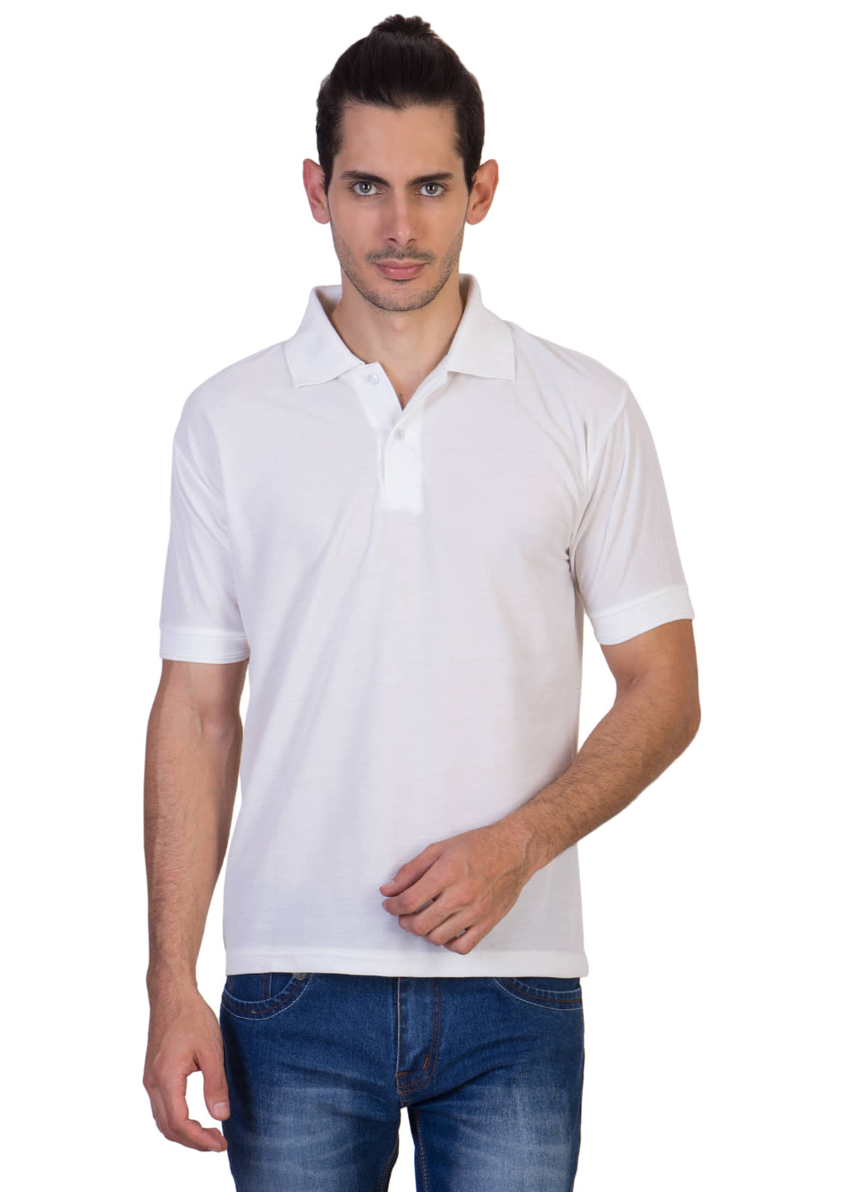 HVN Pack of 1 Cotton Blend Regular Fit Plain Men's Polo T Shirt ( White )