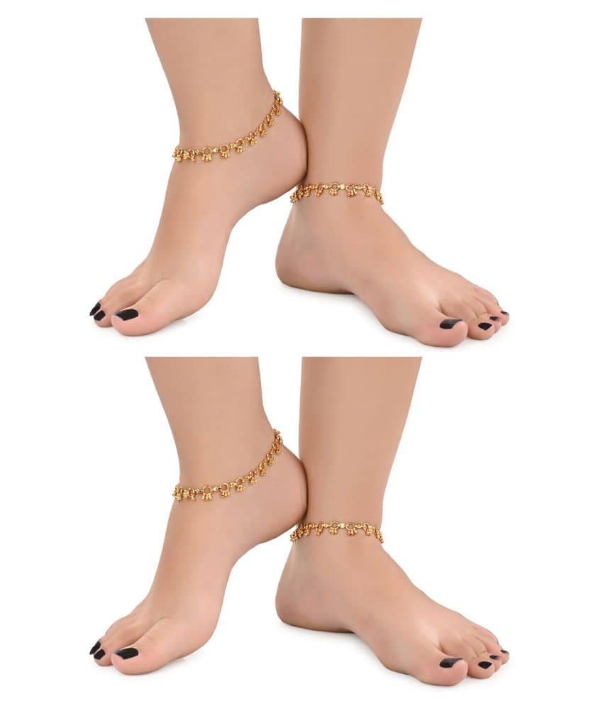 AanyaCentric - Gold Anklets ( Pack of 2 ) - Anklets | Buy online on ZillyBuy