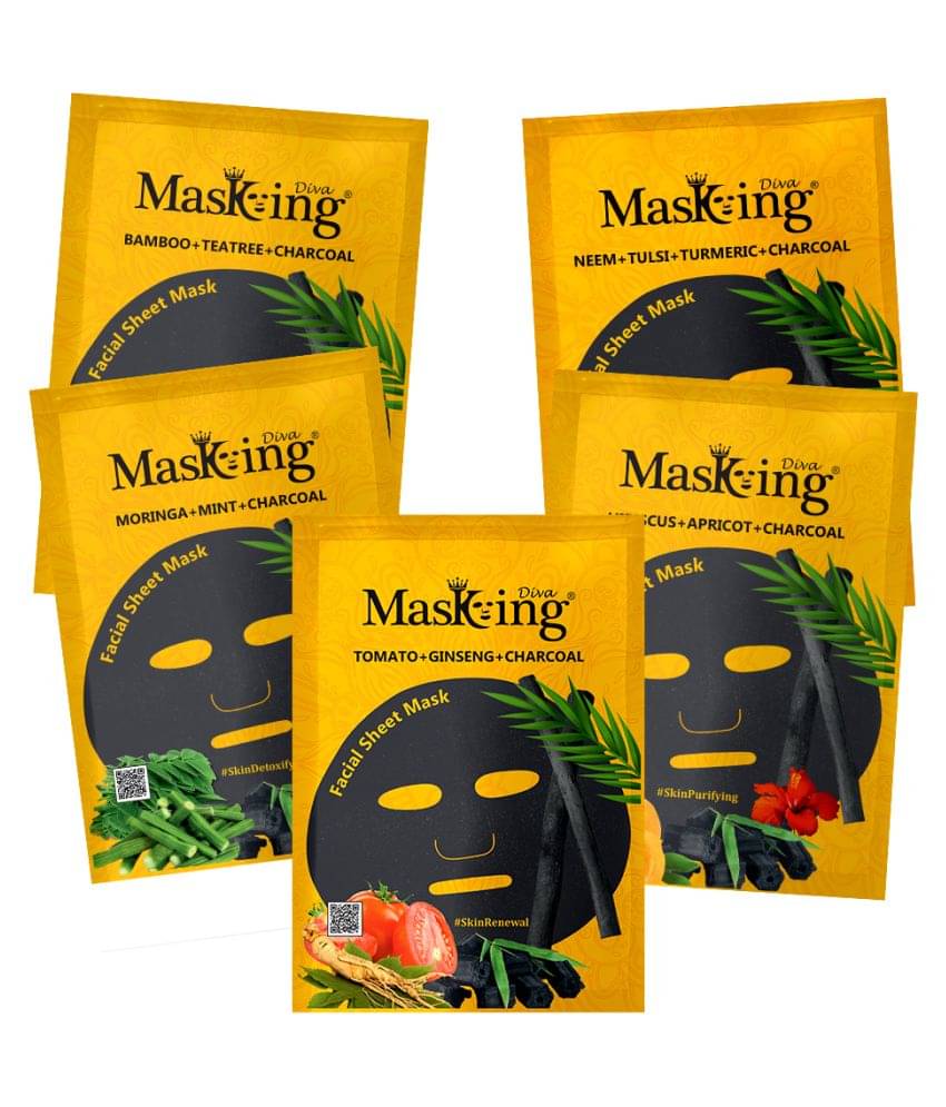     			Masking Diva Multi Scent Face Sheet Mask Masks 125 ml Pack of 5