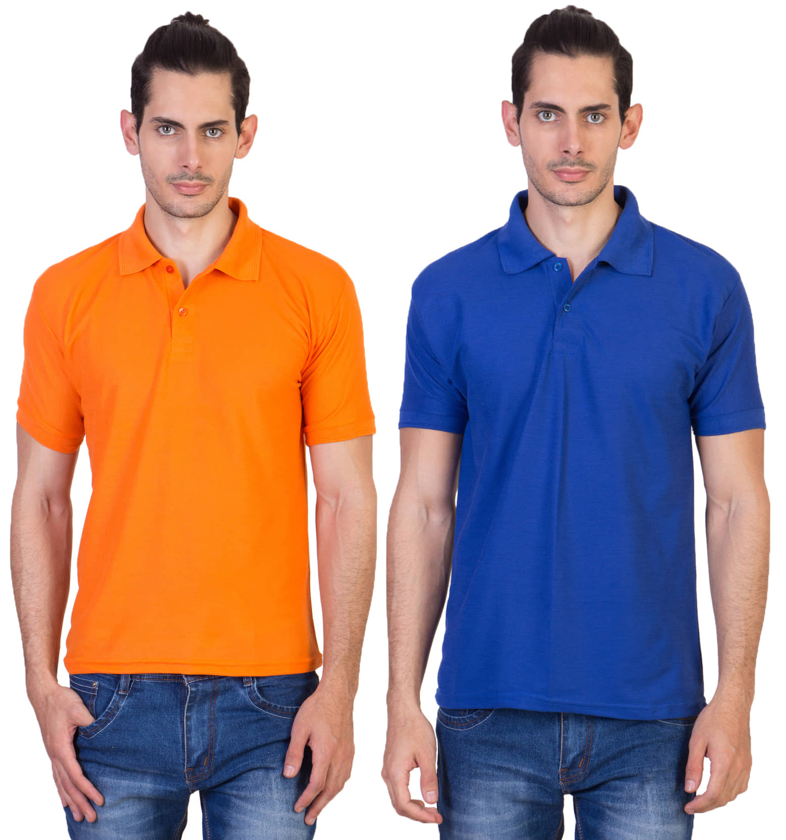 HVN Pack of 2 Cotton Blend Regular Fit Plain Men's Polo T Shirt ( Multi )