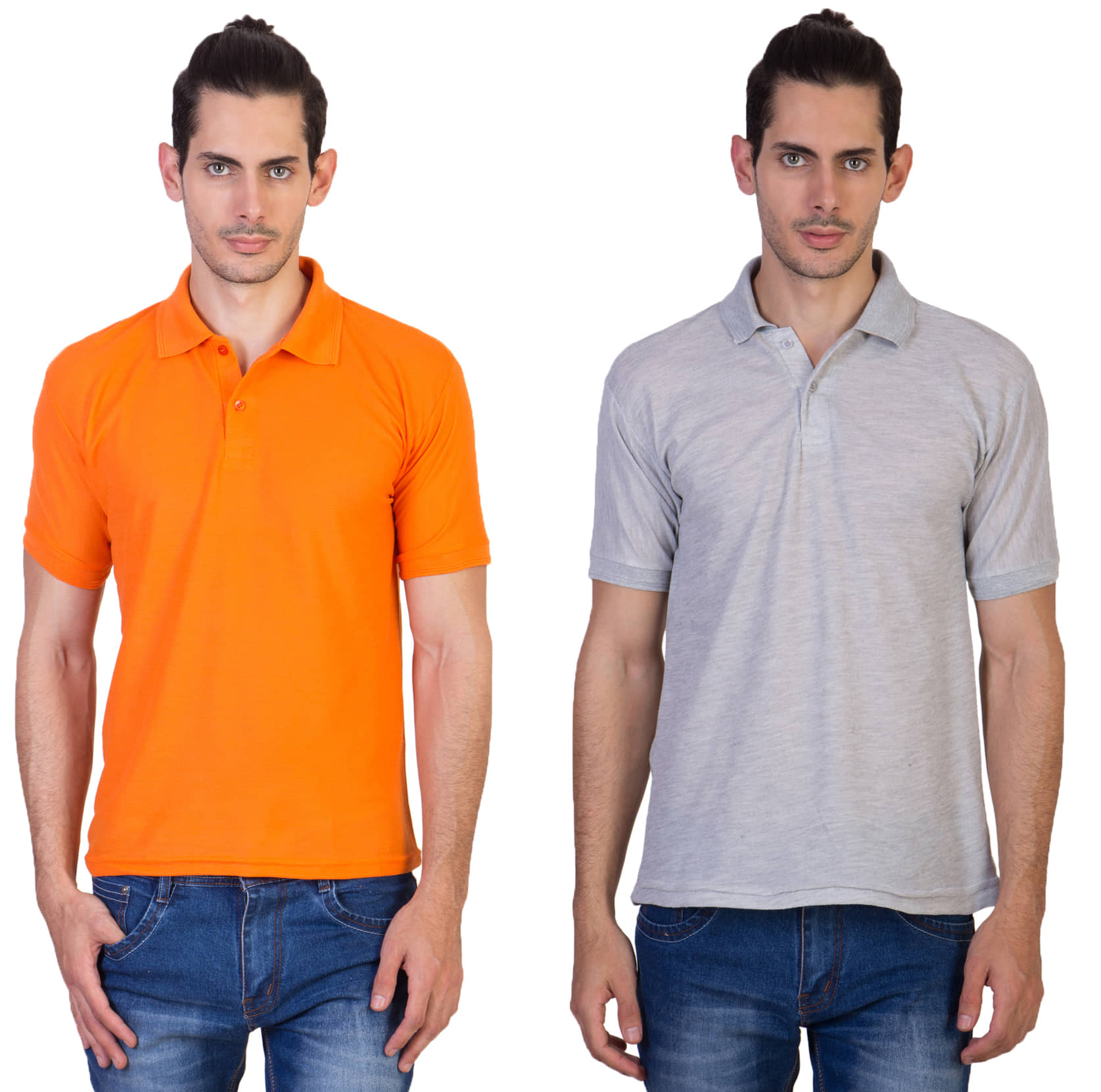 HVN Pack of 2 Cotton Blend Regular Fit Plain Men's Polo T Shirt ( Multi )