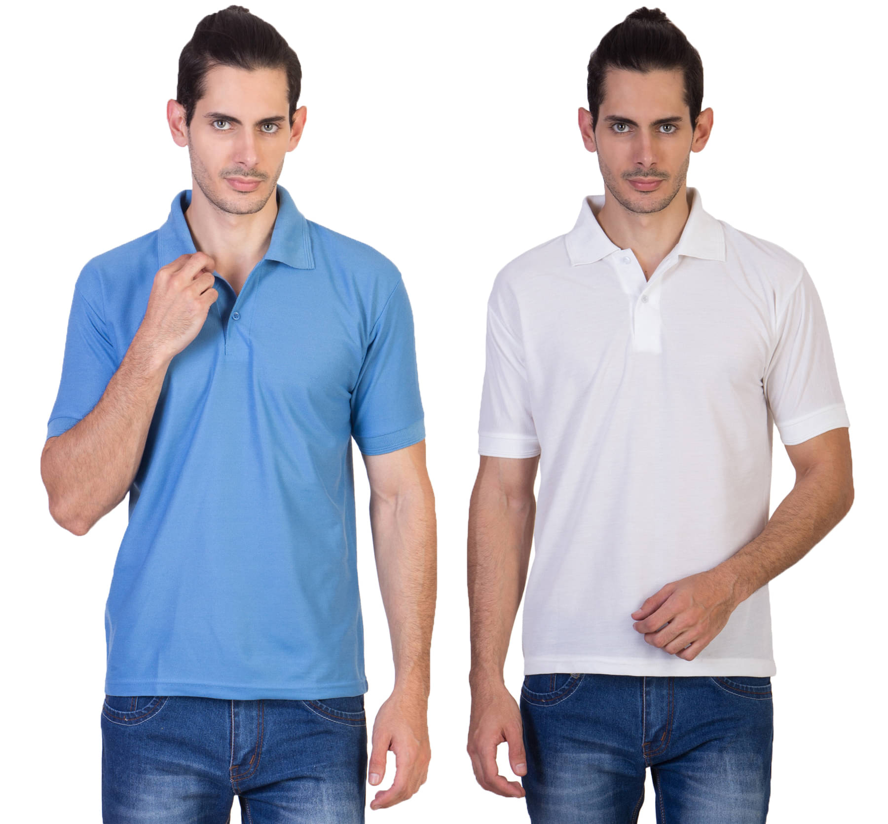 HVN Pack of 2 Cotton Blend Regular Fit Plain Men's Polo T Shirt ( Multi ) HVN Pack of 2 Cotton Blend Regular Fit Plain Men's Polo T Shirt ( Multi )