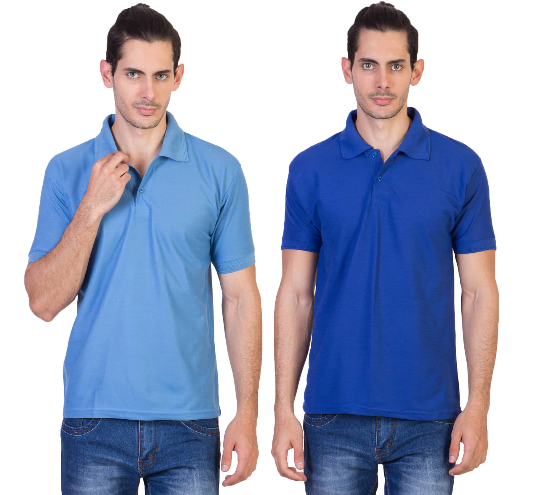 HVN Pack of 2 Cotton Blend Regular Fit Plain Men's Polo T Shirt ( Multi )