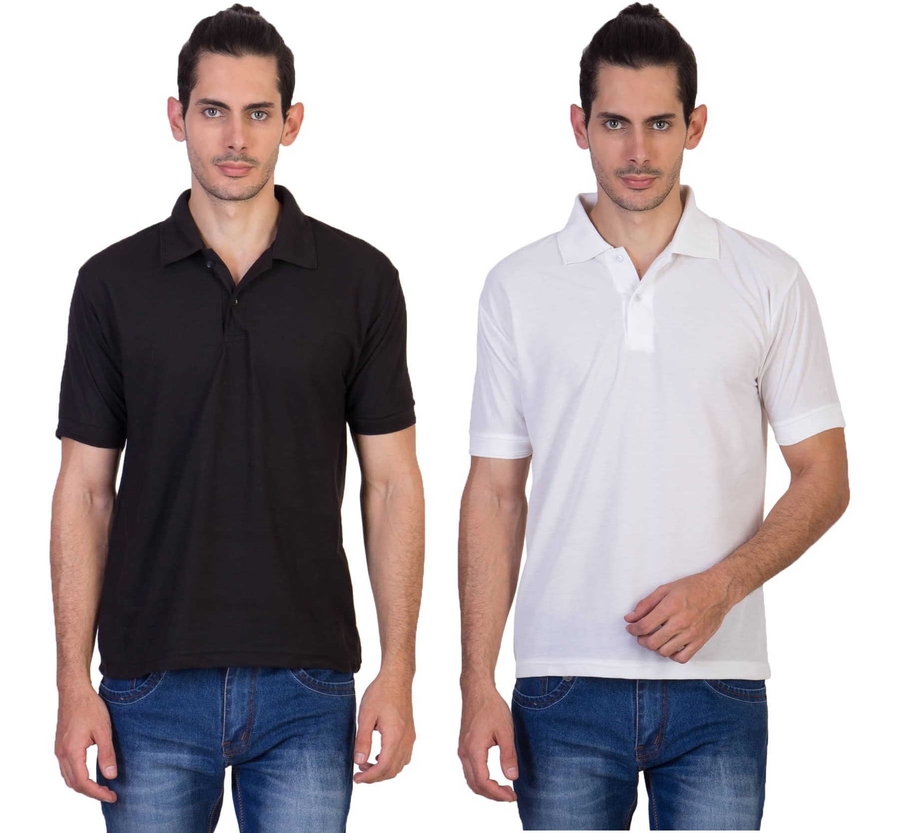 HVN Pack of 2 Cotton Blend Regular Fit Plain Men's Polo T Shirt ( Multi )