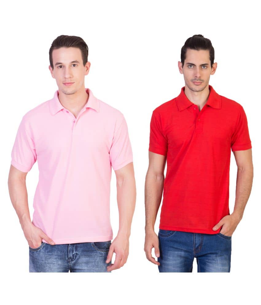 HVN Pack of 2 Cotton Blend Regular Fit Plain Men's Polo T Shirt ( Multi )