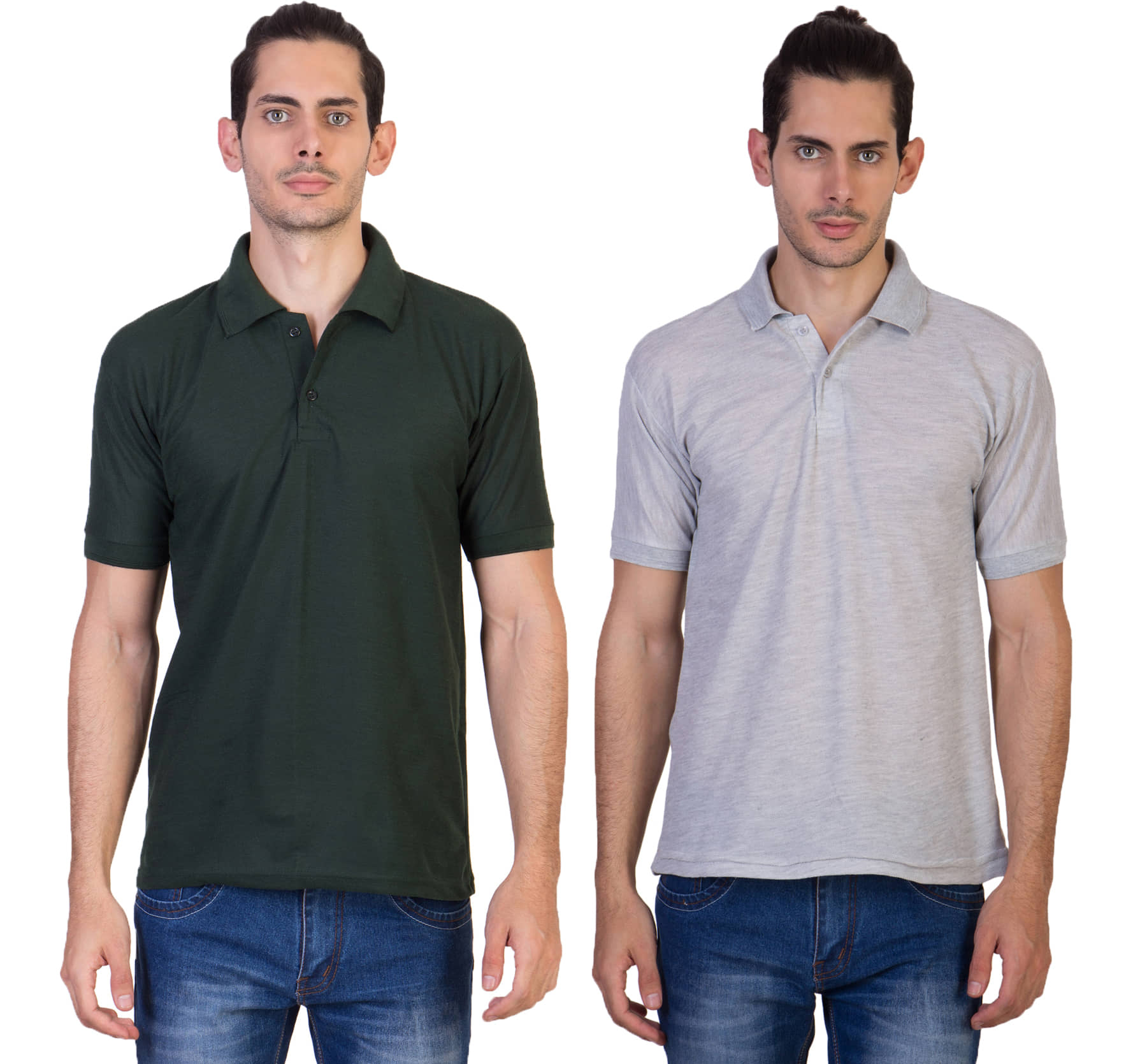 HVN Pack of 2 Cotton Blend Regular Fit Plain Men's Polo T Shirt ( Multi )