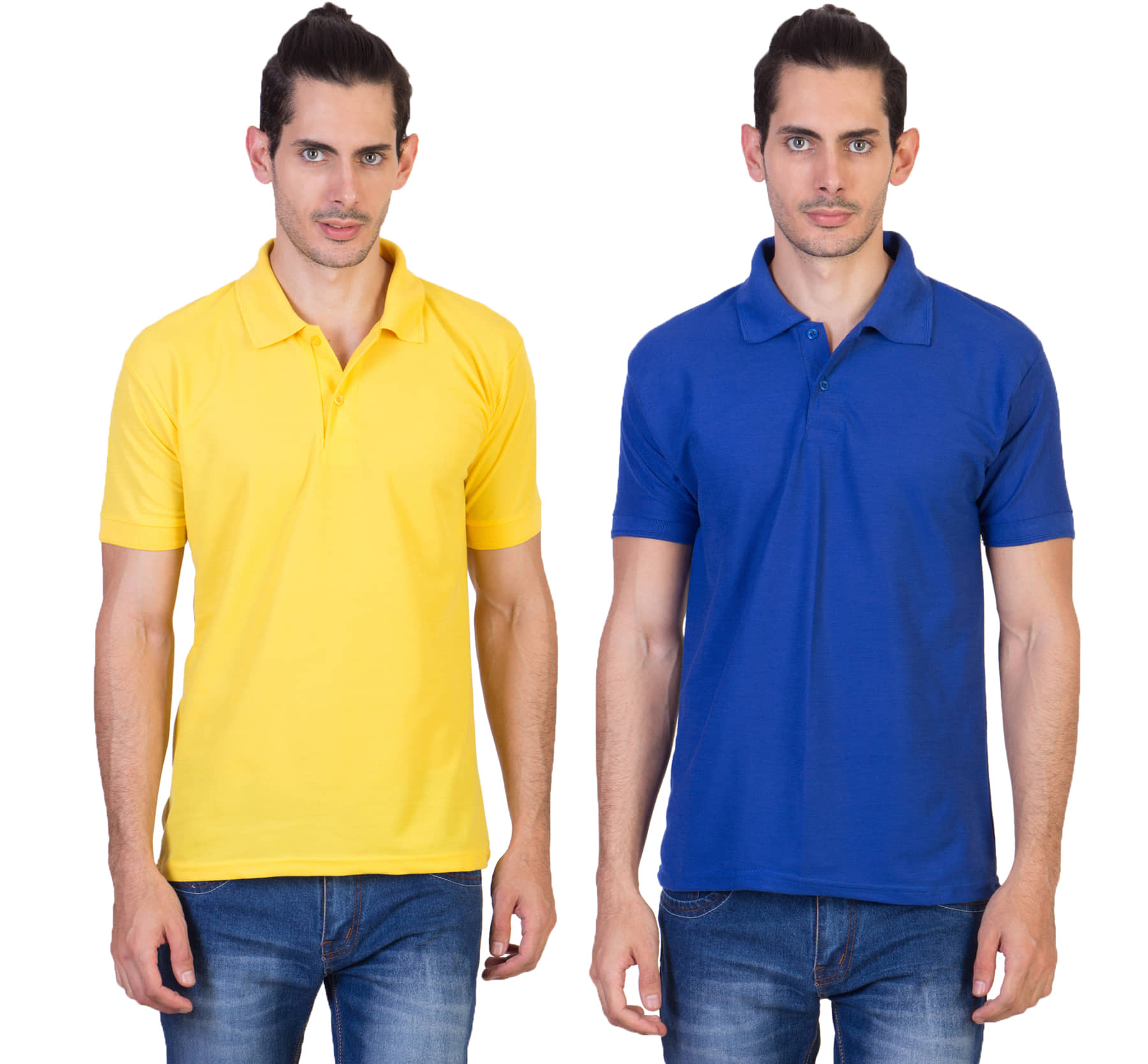 HVN Pack of 2 Cotton Blend Regular Fit Plain Men's Polo T Shirt ( Multi )