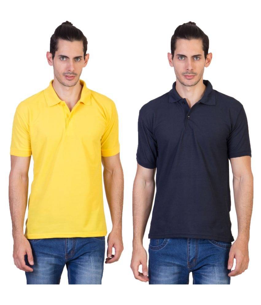     			HVN Pack of 2 Cotton Blend Regular Fit Plain Men's Polo T Shirt ( Multi )