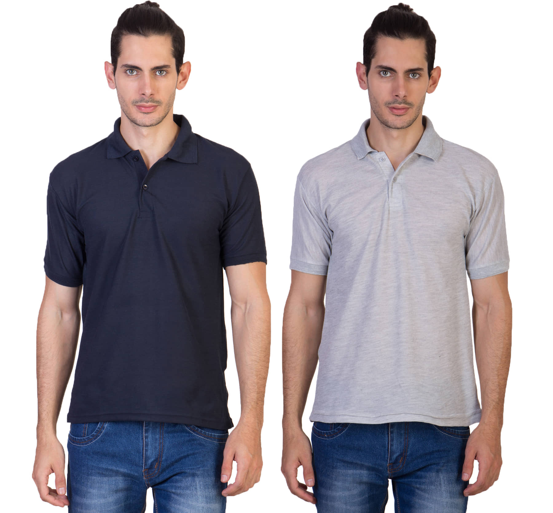 HVN Pack of 2 Cotton Blend Regular Fit Plain Men's Polo T Shirt ( Multi )