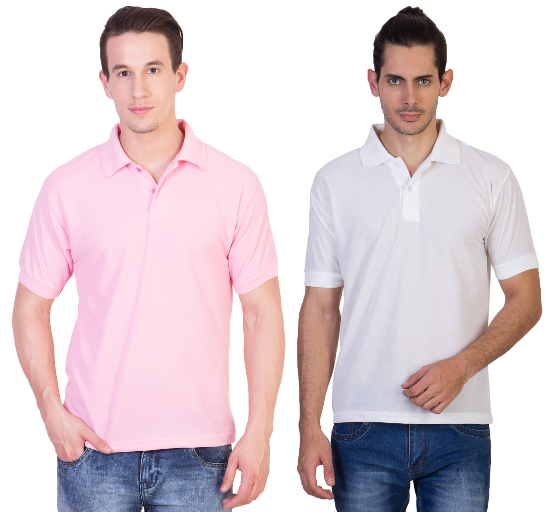 HVN Pack of 2 Cotton Blend Regular Fit Plain Men's Polo T Shirt ( Multi ) HVN Pack of 2 Cotton Blend Regular Fit Plain Men's Polo T Shirt ( Multi )