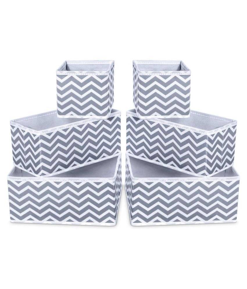     			House of Quirk Foldable Cloth Storage BoxCloset Dresser Drawer Organizer Cube Basket Bins Containers Divider with Drawers for Underwear, Bras, Socks, Ties, Scarves, Set of 6 (Wave)