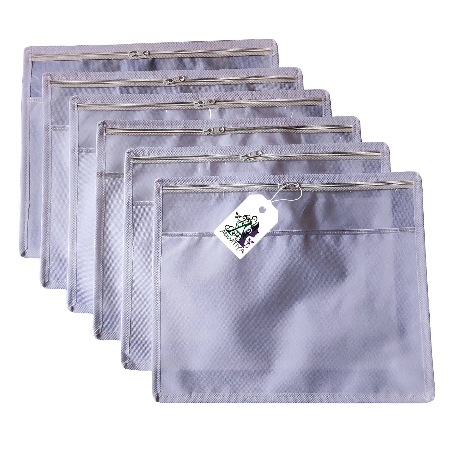     			ADWITIYA White Saree Covers ( 6 Pcs )