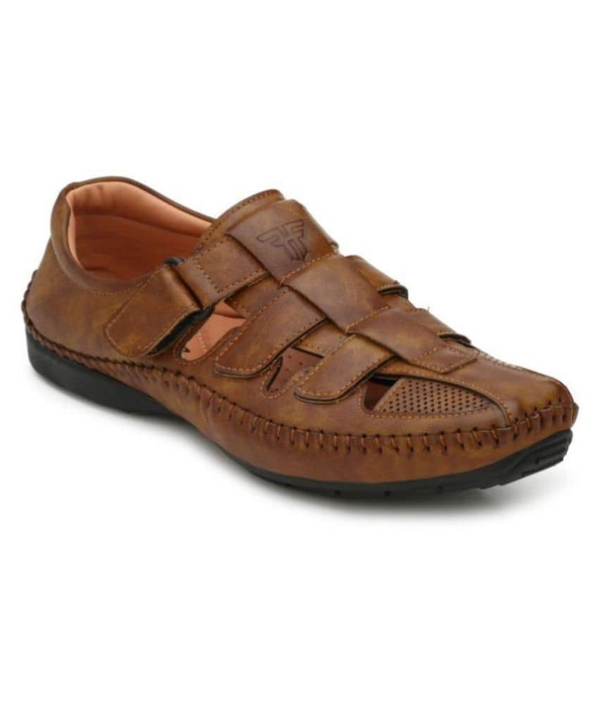 Fashion Victim Tan Faux Leather Sandals