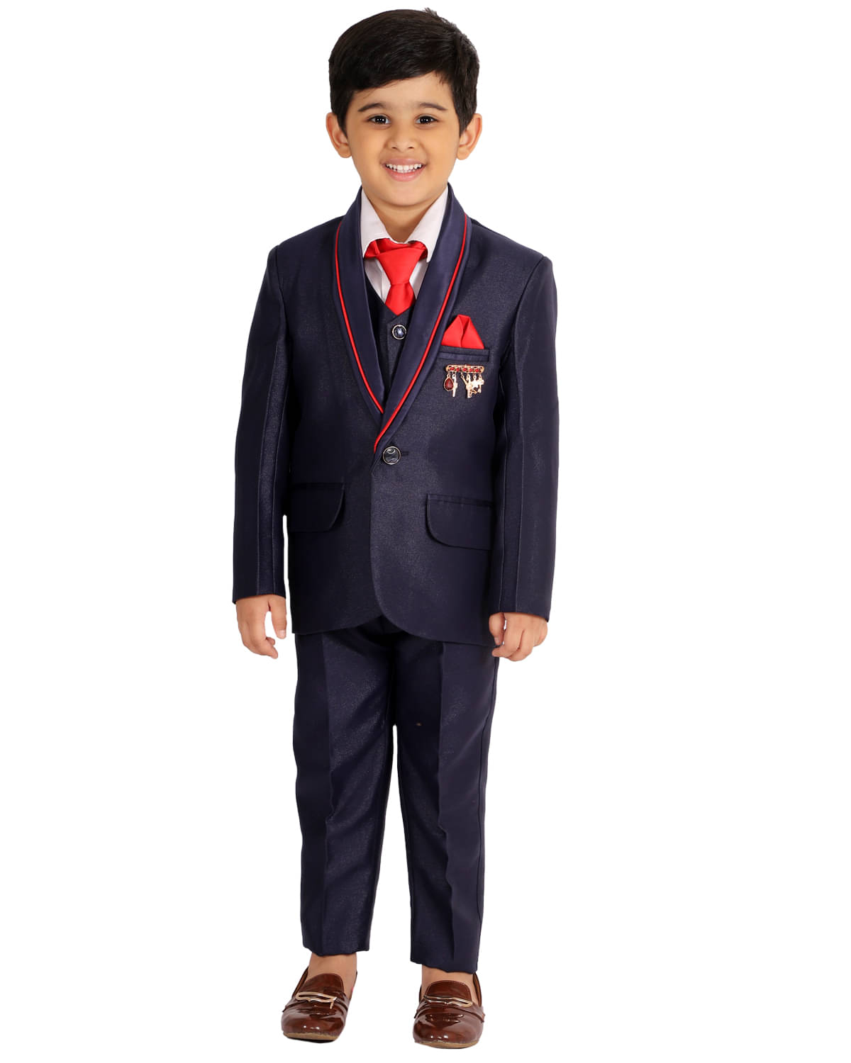     			Fourfolds Boys Cotton Blend Suit ( Pack of 1 , Blue )