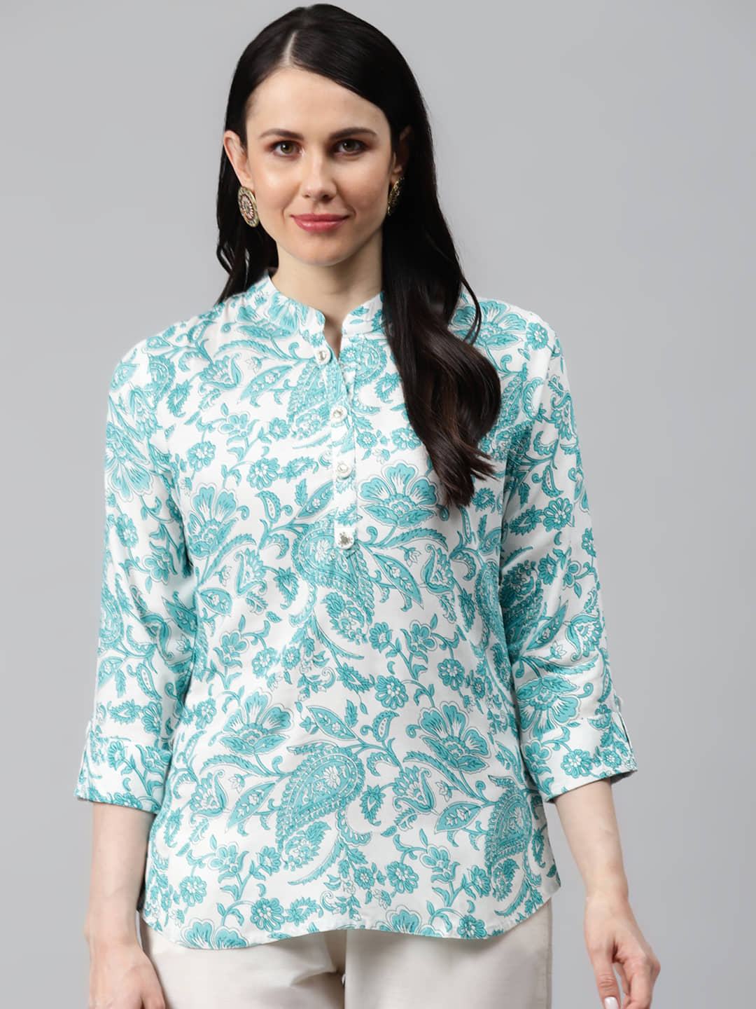 HIGHLIGHT FASHION EXPORT Women's Cotton A-Line Top ( Blue )