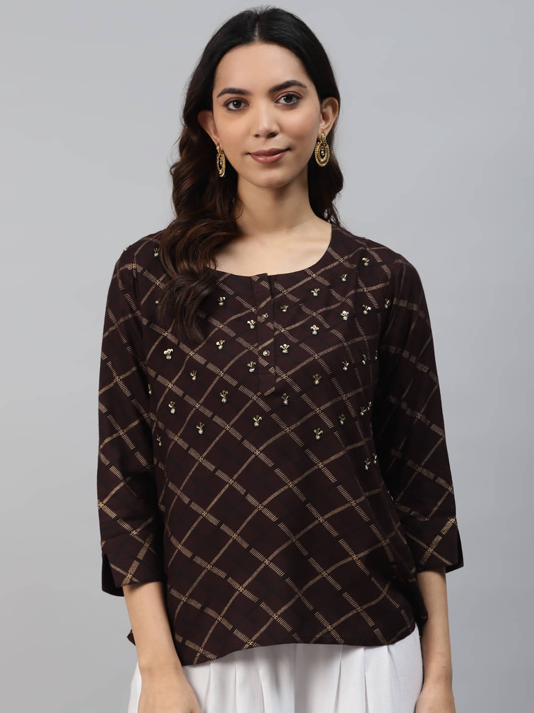 JC4U Women's Viscose Regular Top ( Brown ) JC4U Women's Viscose Regular Top ( Brown )