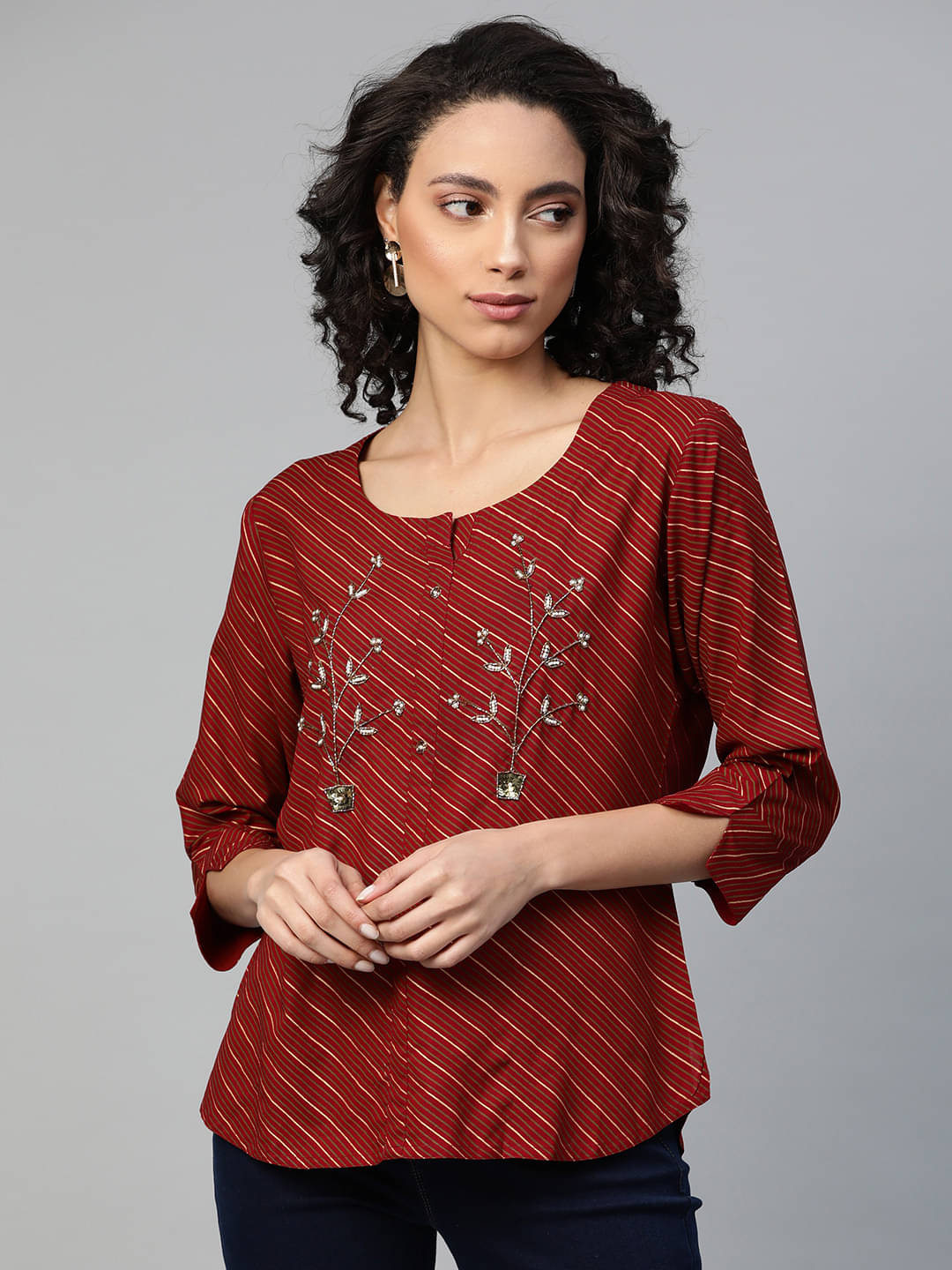 JC4U Women's Viscose A-Line Top ( Maroon ) JC4U Women's Viscose A-Line Top ( Maroon )